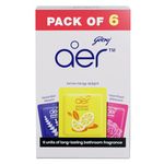Godrej aer Power Pocket | Bathroom freshener – Assorted Pack of 6 | Lasts up to 30 days | Toilet freshener, 60g