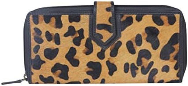 Tan Camel Western Leather Clutch - Slim Zip Around Wallet for Women