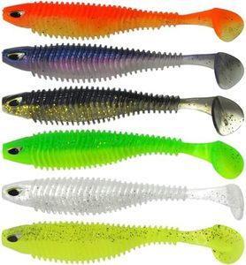 Mgowqav - Fat Soft Paddle Tail Swim Baits in 4 inch for Bass Fishing, Saltwater, and Freshwater (6 Color Assortment, 12 Pack)