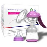 Elfzone Manual Breast Pump - Adjustable Suction Silicone Hand Pump Breastfeeding, Small Portable Manual Breast Milk Catcher Baby Feeding Pumps & Accessories, Purple