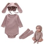 Xifamniy Baby Girls Boys My First 1st Easter Outfits Clothes 0-24 Months Bunny Romper Bodysuit Jumpsuit Newborn with Rabbit Hat