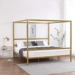 VINGLI King Canopy Bed Frame, Gold