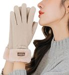 Favoreal Winter Gloves for Women Warm Fleece Lined Touchscreen Windproof Gloves Thick Winter Gloves for Lady (Beige, One Size)