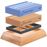 SharpPebble Whetstones Woods Carvers Sharpening Stones Dual Grit 400 and 1000- Waterstone Sharpener for Woodworking, Wood Carving Tools, Chisels and Gouges with Non-Slip Bamboo Base