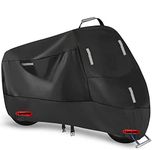 Seceles 300D Waterproof Motorbike Cover Outdoor Indoor, Motorcycle Cover Rain UV Dust Protection with 2 Lock Holes and 5 Reflective Strips and 1 Storage Bag for Scooter - XL (90.5 x 37 x 49 inch)