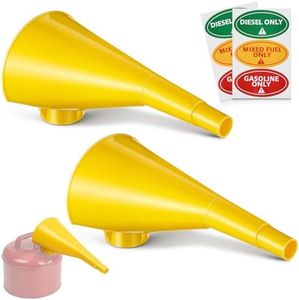Gulfmew Plastic Funnel for Type I Metal Safety Cans, Compatible with Eagle F15FUN, Fits 1/2/5 Gallon Cans, 10" HDPE Funnel, Includes Diesel Only, Gasoline Only, Mixed Fuel Stickers(2 Pack)