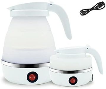 TanChihl Foldable Electric Travel Kettle Portable Travel Folding Silicone Kettle - 600ml (White)