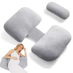 TokSay Pregnancy Pillows for Sleeping, 3PCS Maternity Pillow for Pregnant Women, Body Pillow Support for Back, Leg, Belly and Hip, with Washable Velvet Cover (Gray)