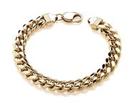 Old English Jewellers 9ct Yellow Gold on Silver Men's Chunky CUBAN Curb Bracelet - 10MM