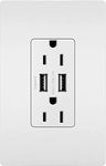 Legrand Radiant 15-Amp Tamper Resistant Residential Decorator USB Outlet with Wall Plate, White (2-Pack)