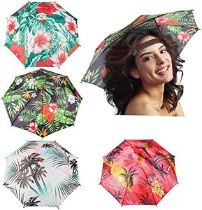 Amylove 4 Pack Umbrella Hat Colorful Head Umbrella Hat Umbrella for Adults and Kids Umbrella Caps Umbrella Headwear for Summer Hiking Camping Beach Sun Protection