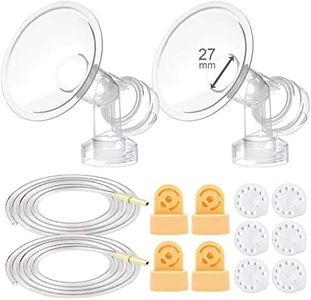 Maymom Breast Pump Kit for Medela Pump in Style Pumps; 2 Large One-piece 27mm Breastshields 4 Valves 6 Membranes & 2 Pump-in-Style Tubing; Simple Wishes Bra Compatible and Medela QuickClean Micro Steam Bag Safe.