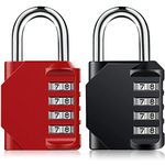 Combination Padlock BeskooHome Locker Lock - [2-Pack] 4 Digit Weatherproof Padlocks, Set Your Own Code, Security Combo Locks for School Gym Locker, Employee Lockers, Sheds (Black & Red)