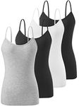 Vislivin Women's Basic Solid Camisole Adjustable Spaghetti Strap Tank Top Black/White/Black/Gray-1 M