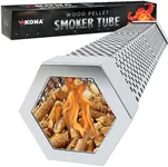 Kona Best Pellet Smoker Tube - Designed For Clean Burning Smoke, For Hours - Hot & Cold Smoking - Wood Pellets, Chips, Electric, Gas & All BBQ Grills - Heavy Duty 304 Stainless Steel - 12 Inch