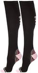 DARESAY Unisex Knee High Athletic Compression Socks Men Women 15-20 mmHg, Circulation and Recovery, Pink-Black