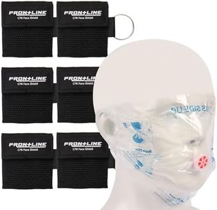 CPR Face Shield with Keyring (6 Pack), CPR Pocket Mask for Emergency Kit, First-Aid and Training with One-Way Valve by Frontline (Black)
