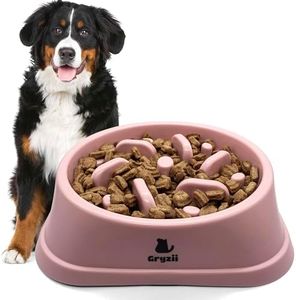 Gamelle Anti Glouton pour Chien de Grande Taille | Bol d'alimentation Lente et Saine, Favorise la Digestion de l'animal, Anti Vomissements, Pieds Antidérapants, Grand et Gros Chien XXL (Grand, Rose)