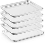 Baking Sheet 5 Pieces, Bastwe Professional Bakeware Stainless Steel Cookie Sheet Set of 5, Rectangle Size 9 X 7 X 1 inch, Healthy & Non Toxic, Rust Free & Mirror Finish, Easy Clean & Dishwasher Safe 5 Piece x 16 inch Metal Silver