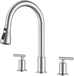 FORIOUS 2-Handle Kitchen Faucet with Pull Down Sprayer, Brushed Nickel