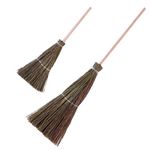 NUOBESTY 2pcs Mini Dollhouse Brooms Wood Straw Broom Craft Decoration Miniature Witch Broom Decoration Dollhouse Mini Room Scenery Layout