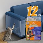 【NO PINS Pain】 Cat Scratch Furniture Protector Self-Adhesive Single Side Couch Protector from Cat Claws,Furniture Protectors from Cats Scratching,Anti Cat Scratching Protectors (12P, Single)