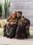 Amazon Brand - Umi Dada Dadi Romantic Couple Miniatures: Grandparents on Sofa Statue Showpiece for Home Decor for Love, Valentine's Day, Retirement Party, and Wedding Anniversary