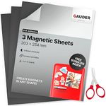 GAUDER Magnetic Sheets with Adhesive Backing (20,3 x 25,4cm) |3x Peel and Stick Magnet Sheets | Flexible Magnetic Paper