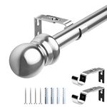 Harrms Window Curtain Rod, Simple Metal Retractable Shower Curtain Rod and Adjustable Curtain Rod Holder with Round Ends for Home, Silver, 76cm-369cm