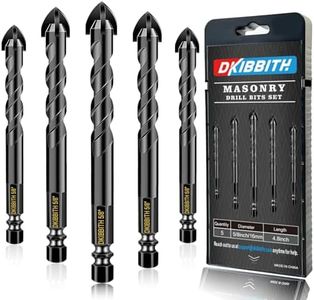 5 Pcs 5/8" Masonry Concrete Drill Bit Set for Tile Brick Glass Plastic Wood, Cross Tungsten Carbide Tip, Hex Shank, Work with Ceramic Porcelain Tile Wall Mirror Paver,5/8 Inch Drill Bits, 16mm