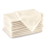 Encasa Cotton Cloth Napkins | Set of 12 | Size 17"x17" | Natural Solid Color | Machine Washable