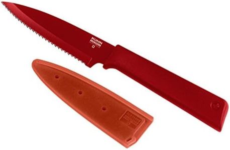 Kuhn Rikon Colori+ Cheese Knife (Set of 3), Black Serrated Paring Knife 4" Red