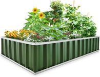 KING BIRD Raised Garden Bed 68"x 36"x 12" Galvanized Steel Metal Outdoor Garden Planter Box Kit with 2 Pairs of Gloves (Green)