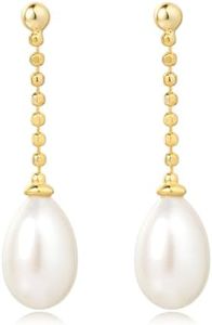 Freshwater Pearl Drop Dangle Earrings For Women With 925 Sterling Silver Post 18K Gold Bridal Wedding Teardrop Jewelry