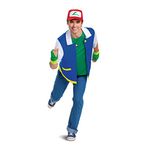 Disguise Unisex-Adult Ash Ketchum Costume, Official Ash Costume Pokemon Outfit with Jacket and Hat, As Shown, Small