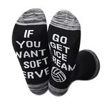 1 Pair Volleyball Socks Volleyball Lover Gift If You Want A Soft Serve Go Get Ice Cream Socks Volleyball Player Gift (Get Ice Cream Sock), Grey, Medium