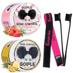 Edge Control Wax for Women Strong Hold Non-greasy Edge Smoother Pink 1Pack and Yellow1Pack 4oz with Brush 2Pcs and Scarf