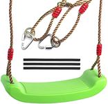 Cateam Swing seat Lime Green for Kids and Adults with Length Control Hinge - 220lb Load - Ninja Slackline Ready - Triangle carabiners Included - Playground Swing Set Accessories Replacement