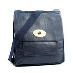 Aossta Women's Cross-Body Bags Leather Large/Medium Twist Lock Cross Body Messenger Bag Turnlock Shoulder Bag (21601 Dark Blue)