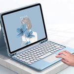 Keyboard Case for iPad 6th/iPad 5th Generation(2018/2017),iPad Air2 & Air1(2014/2013)/iPad Pro 9.7 inch,Cute Round Key Touchpad Detachable Keyboard Case with Pencil Holder (Blue)