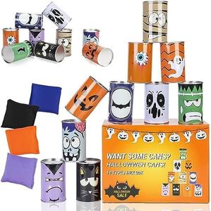 Halloween Carnival Bean Bag Toss Games for Kids and Adults, Trick or Treat Decoration, Home Decor, Party Favors Supplies, Tin Can Alley Game for Teens, Holiday Indoor Outdoor Party Yard Games