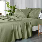 Royal Hotel Top-Split-King: Adjustable King Bed Sheets 4PC Solid Sage 100% Cotton 600-Thread-Count, Deep Pocket
