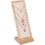 DispJewel Wooden Necklace Display Stand Organiser 12 Slots for Retail Jewellery Photography Prop (Beige 1 Pc)