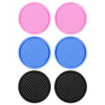 Chefair® (2Pink, 2blue, 2Black) Car Cup Holder Coaster, 6 Pack Black Universal Auto Anti Slip Cup Holder Insert Coaster, Car Interior Accessories 2.75in Compatible with T-railblazer