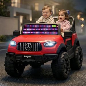 Baybee BeastX Battery Operated Jeep for Kids with Parental Control | Baby Ride On Electric Car with RGB Lights, Music & Swing Mode | Rechargeable Battery Car for Kids 2 to 6 Years (Red)