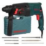 WONDERCUT WC-GP-26-B Corded Electric Rotary Hammer with 26mm SDS Plus,1600W Copper Armature,5 Functions with Vibration Control, With Bmc Box,3 Drill Bits,2 Chisel,1 Metal Depth Gauge | Blue & Black