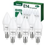 Tailcas E14 LED Candle Light Bulbs, 5W SES Bulb Cool White 6000K Daylight, 40W Incandescent Equivalent, Energy Saving E14 LED Bulbs 500LM, C35 Small Edison Screw Light Bulbs, Non-dimmable, Pack of 6