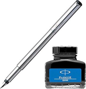 Parker Vector Fountain Pen with Quink Ink Bottle (Blue)