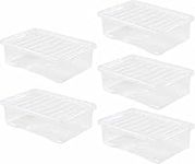 Ralphs® Clear Plastic Storage Boxes with Lids for Home and Office (32 Litre, 5, count)