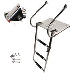 FUTURUP Boat Universal Swim Fiberglass Platform Under Mount Telescopic Ladder with 2 Handrails, 3 Step in/Outboard (Adjustable Installation Angle)